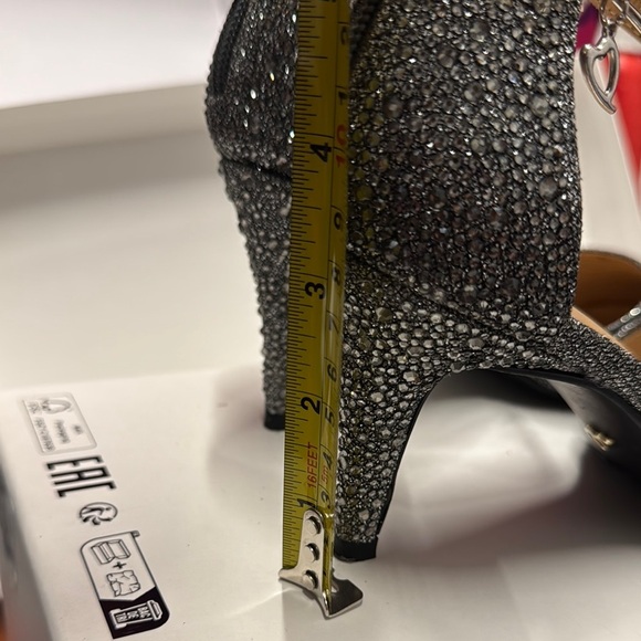Sparkly Thalia Sodi Strappy Heels Dark Grey sz 6. 3.25” Total Heel Height - Picture 6 of 6